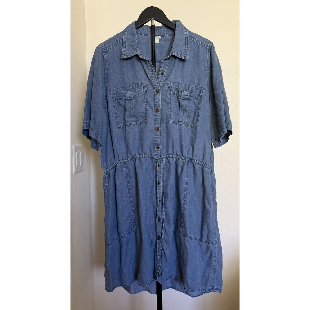 Sundance XL Lyocell Denim Button Front Shirt Dress Casual Boho Western Blue
